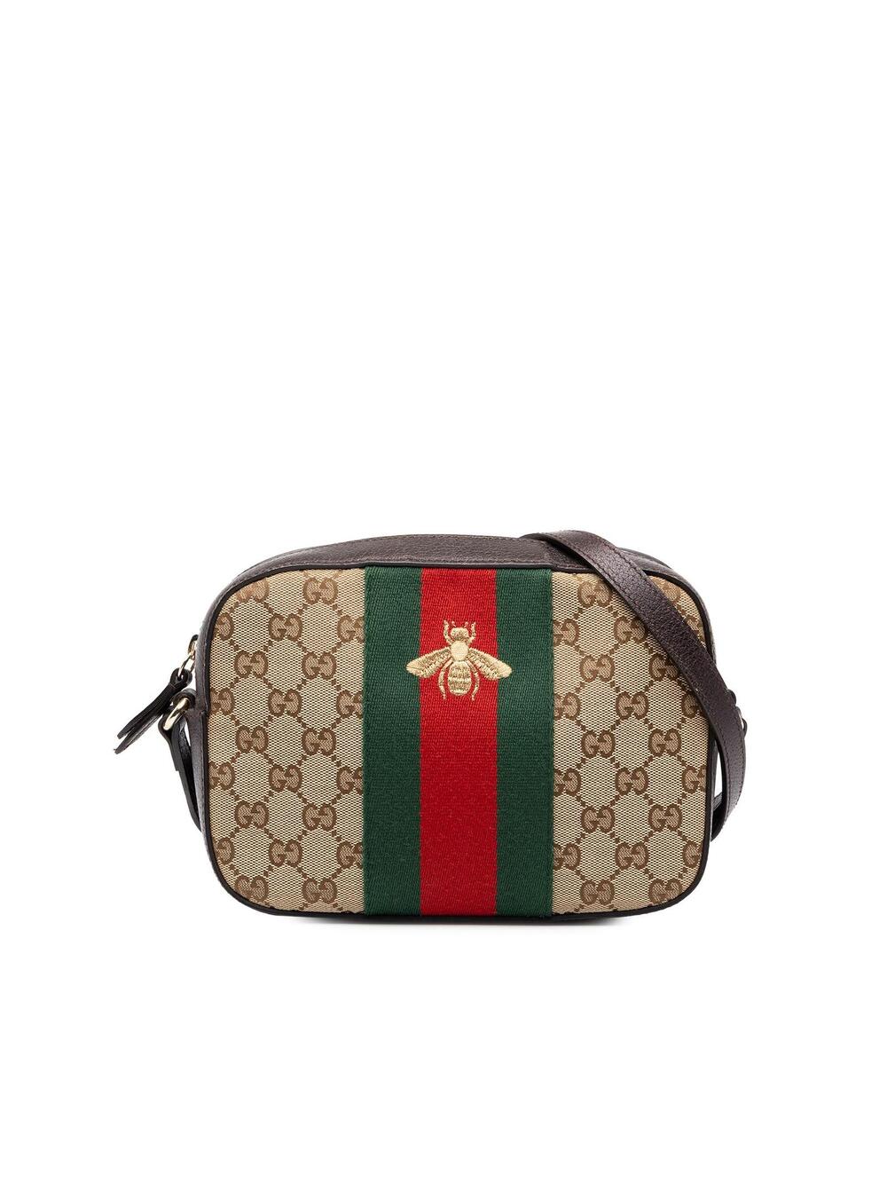 Gucci Gg Canvas Webby Bee Camera Bag #373042G83B